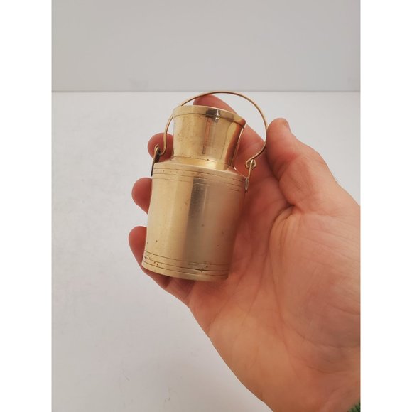 Milk pot / dairy cans / container || Vintage solid brass || small figurine / - Picture 7 of 10